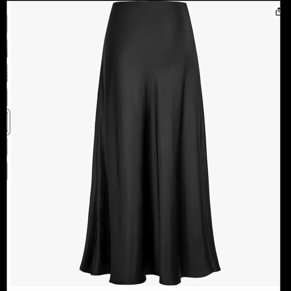 Black Satin Long Skirt - Picture 2 of 5